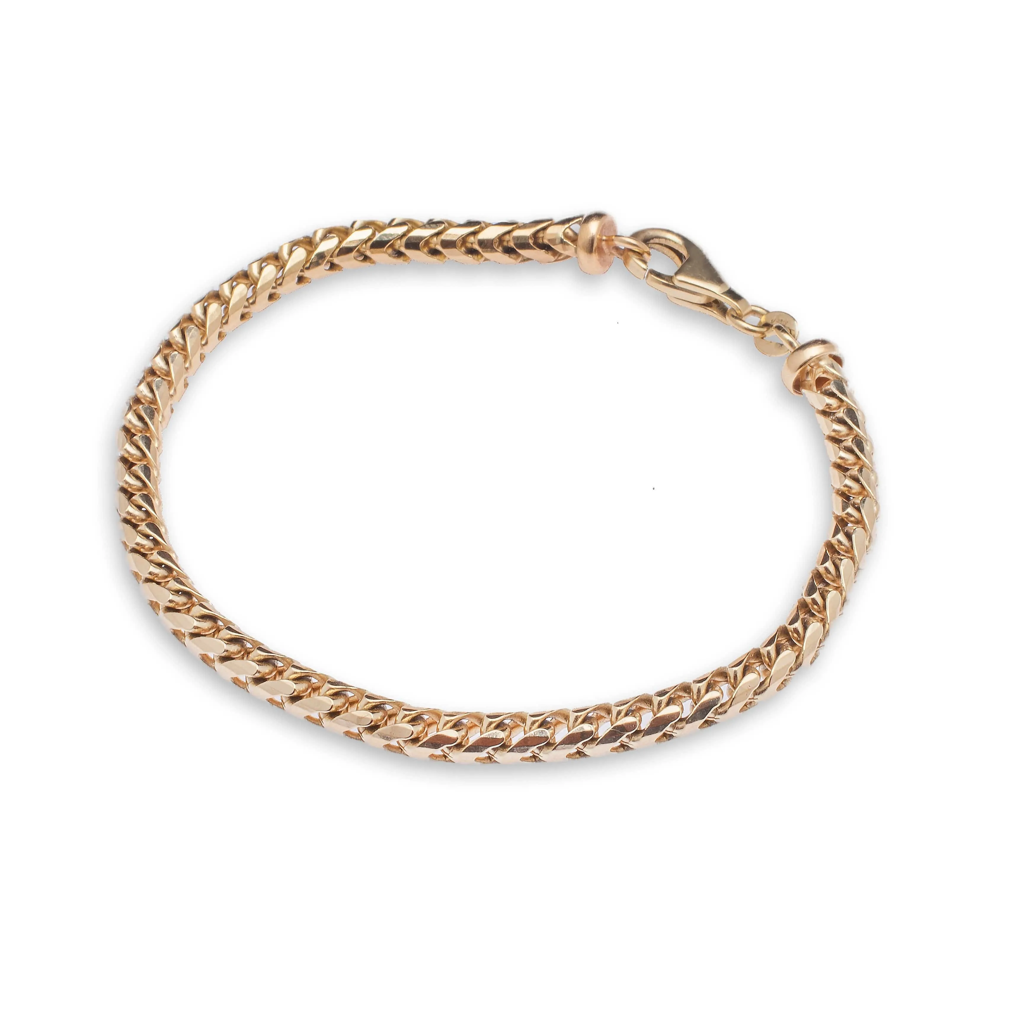 14K & 18K Gold Extra Large Franco Diamond Cut Chain Bracelet 4.5mm