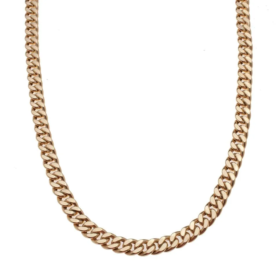 14K Gold Flat Cuban Link Necklace 6.5mm