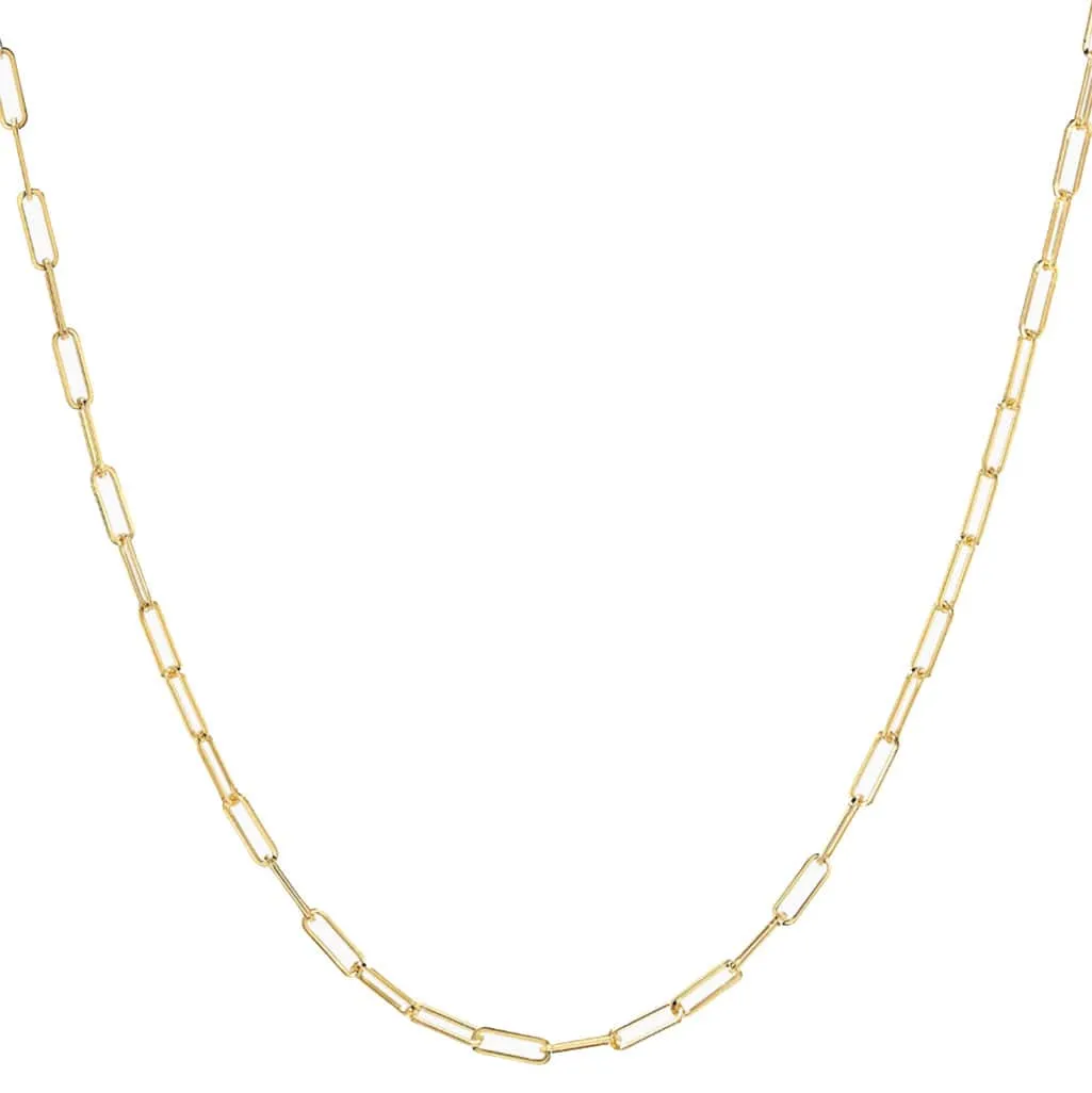 14K Gold Small Paper Clip Necklace 2.0mm