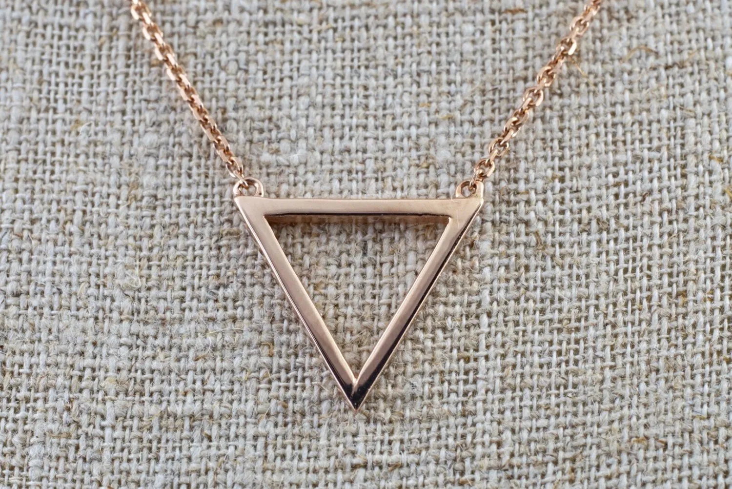 14k Rose Gold Open Triangle Pendant Necklace