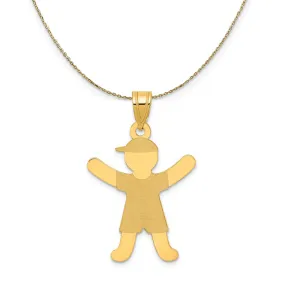 14k Yellow Gold Boy with Hat Necklace