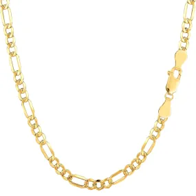 14k Yellow Gold Hollow Figaro Chain Bracelet, 8.5