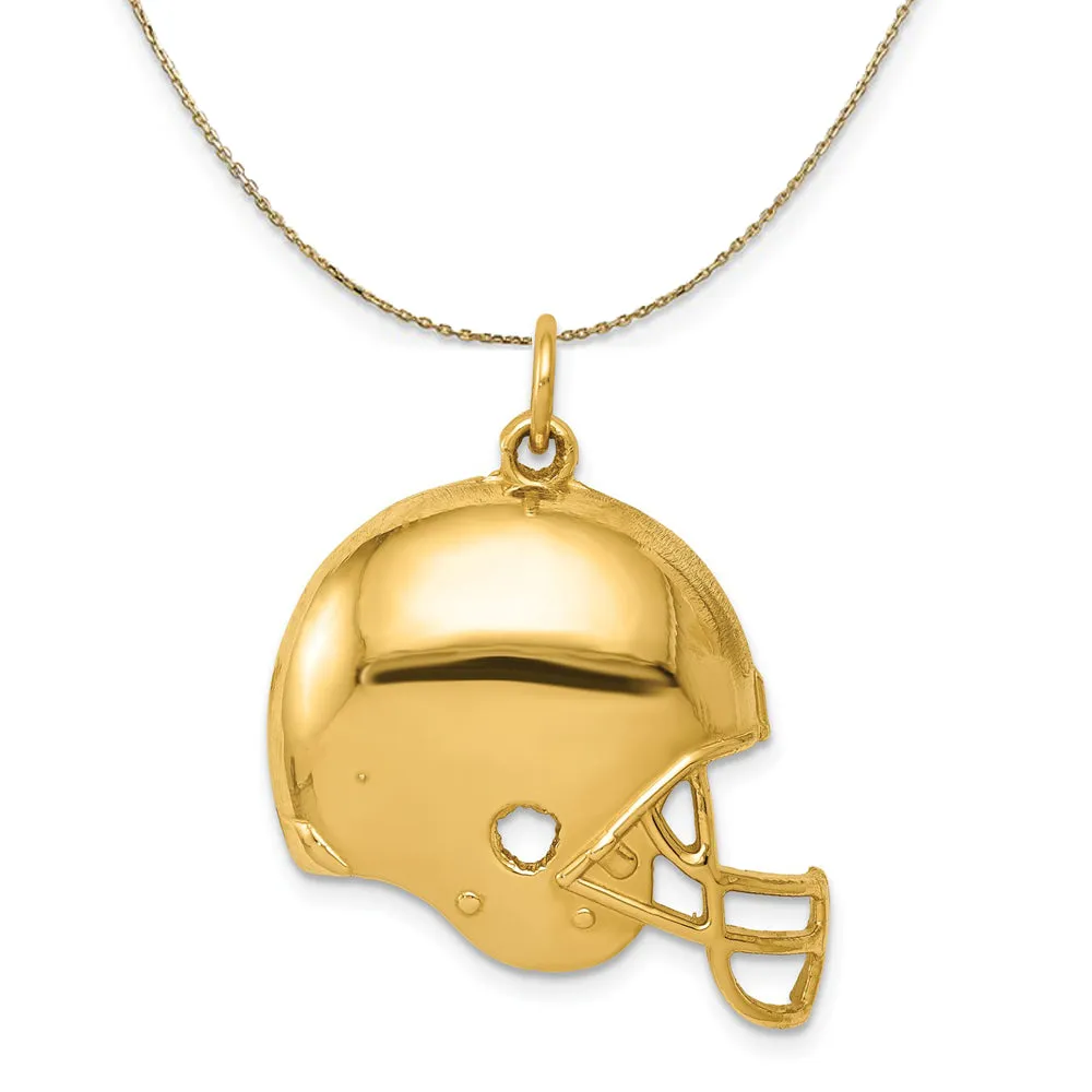 14k Yellow Gold Polished Football Helmet Necklace