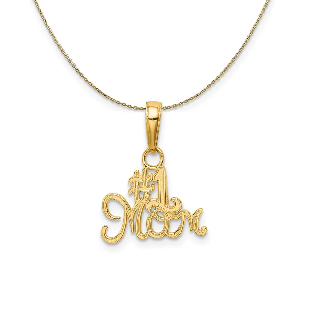 14k Yellow Gold Script #1 Mom Necklace