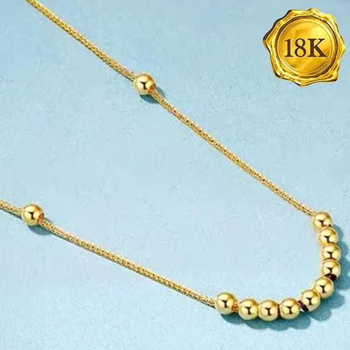 18 INCHES AU750 BEADS CHAIN 18KT SOLID GOLD NECKLACE