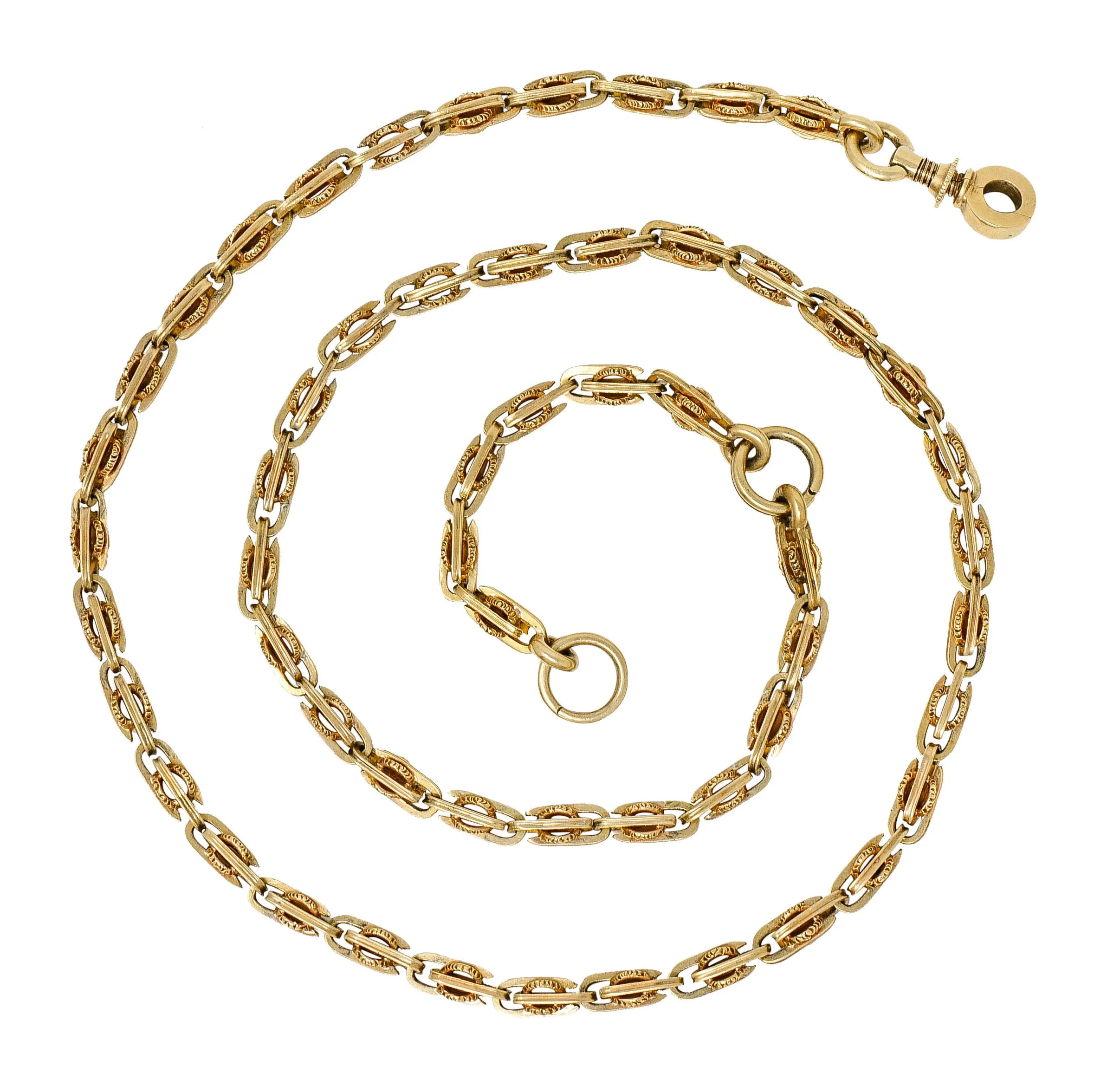 1890's Victorian 14 Karat Gold Chain Link Lariat Necklace