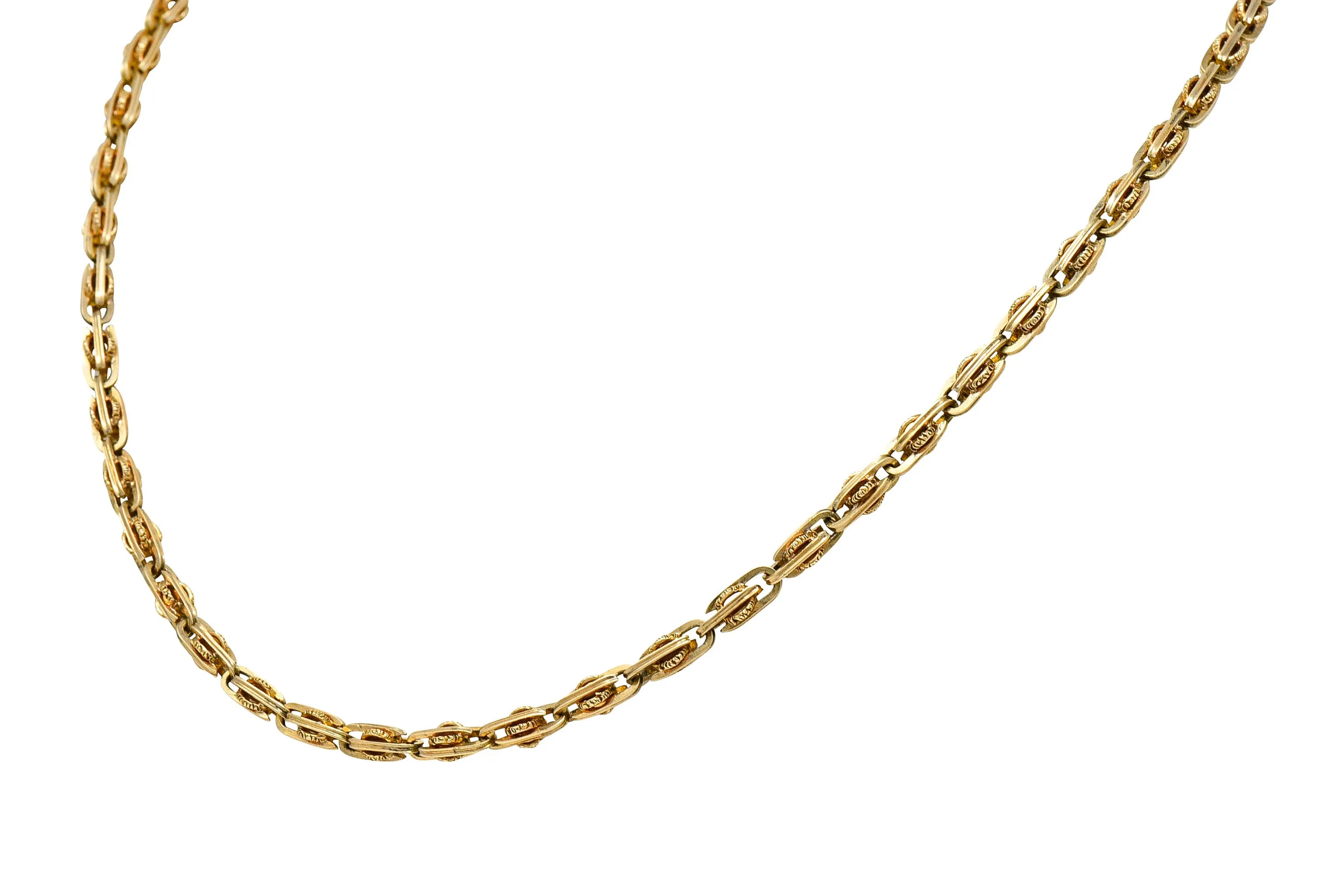 1890's Victorian 14 Karat Gold Chain Link Lariat Necklace