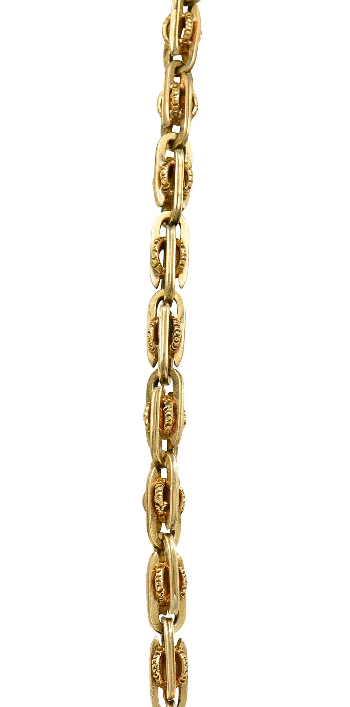 1890's Victorian 14 Karat Gold Chain Link Lariat Necklace