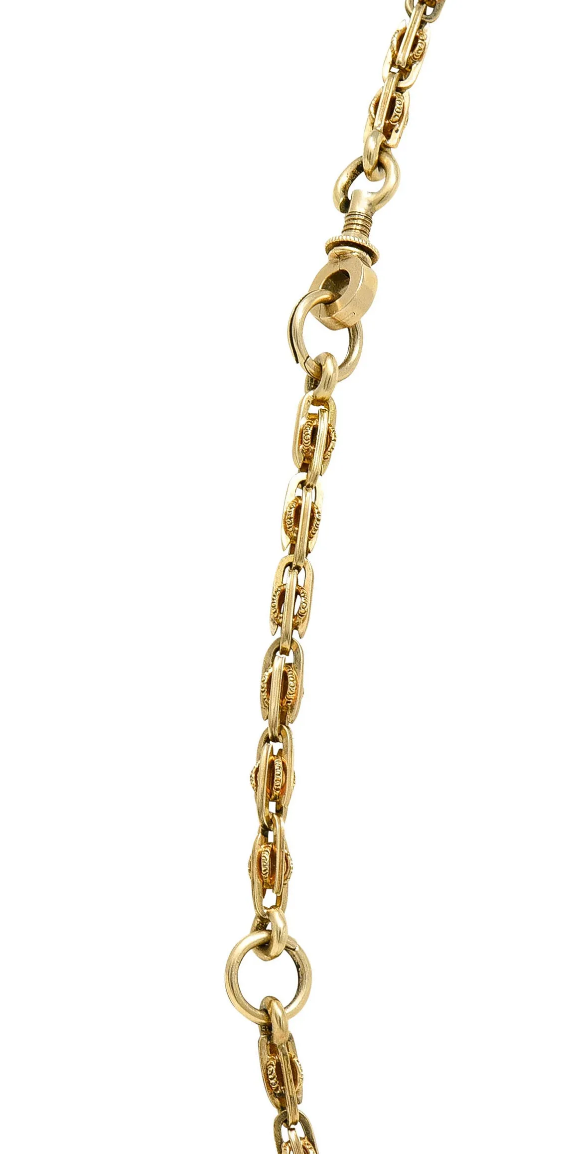 1890's Victorian 14 Karat Gold Chain Link Lariat Necklace