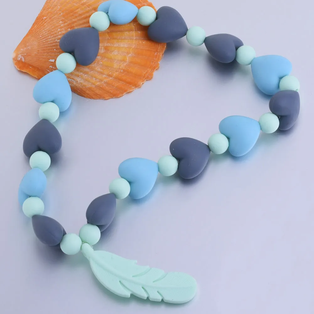 20*19*12MM Heart Silicone Beads 100% Food Grade Silicone Beads BPA Free Sensory Beads diy Necklace bracelet blue 20pcs