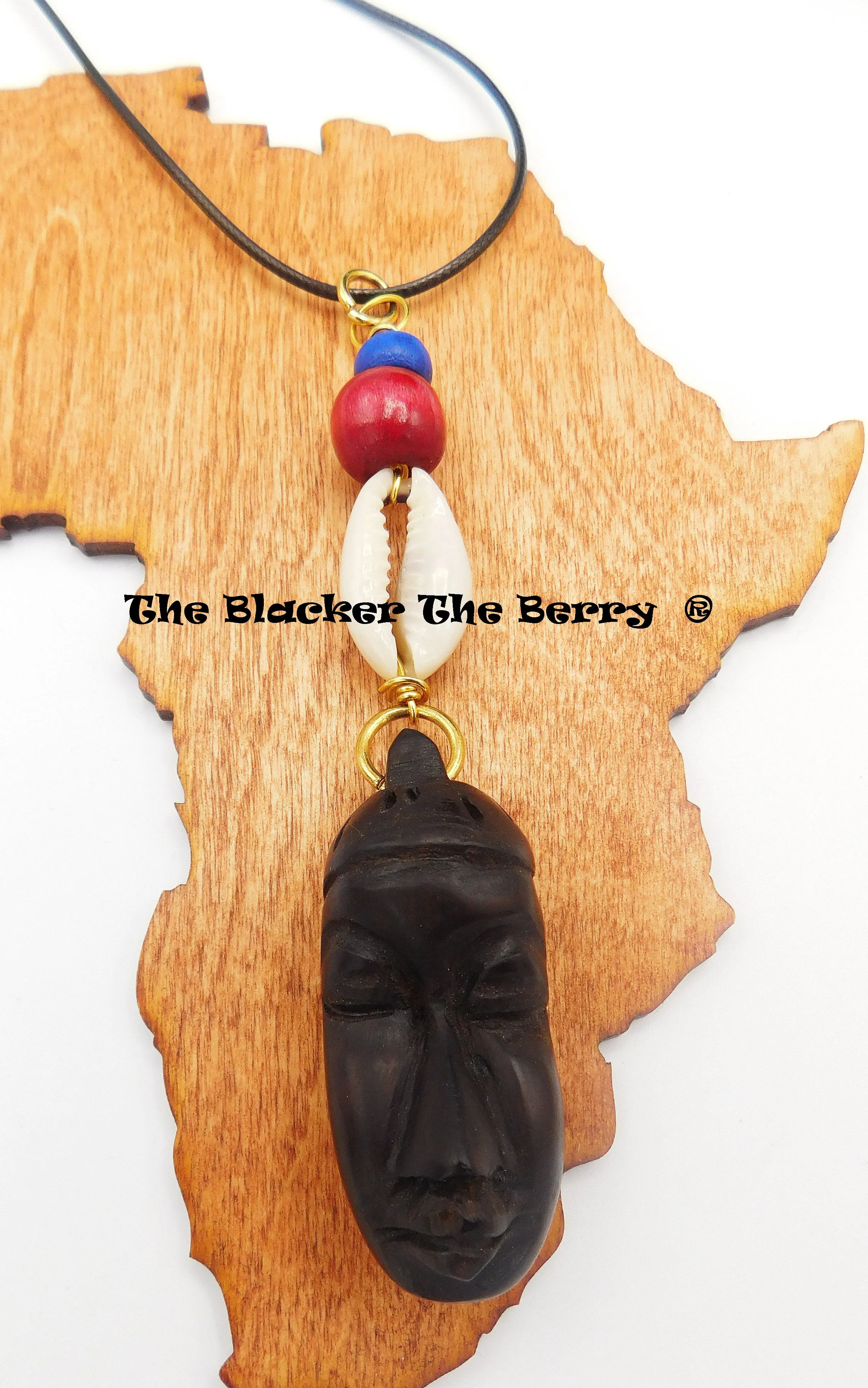 African Wooden Rear Mirror Car Charm Accessories Carved Kwanzaa Gift Ideas Black Owned Business