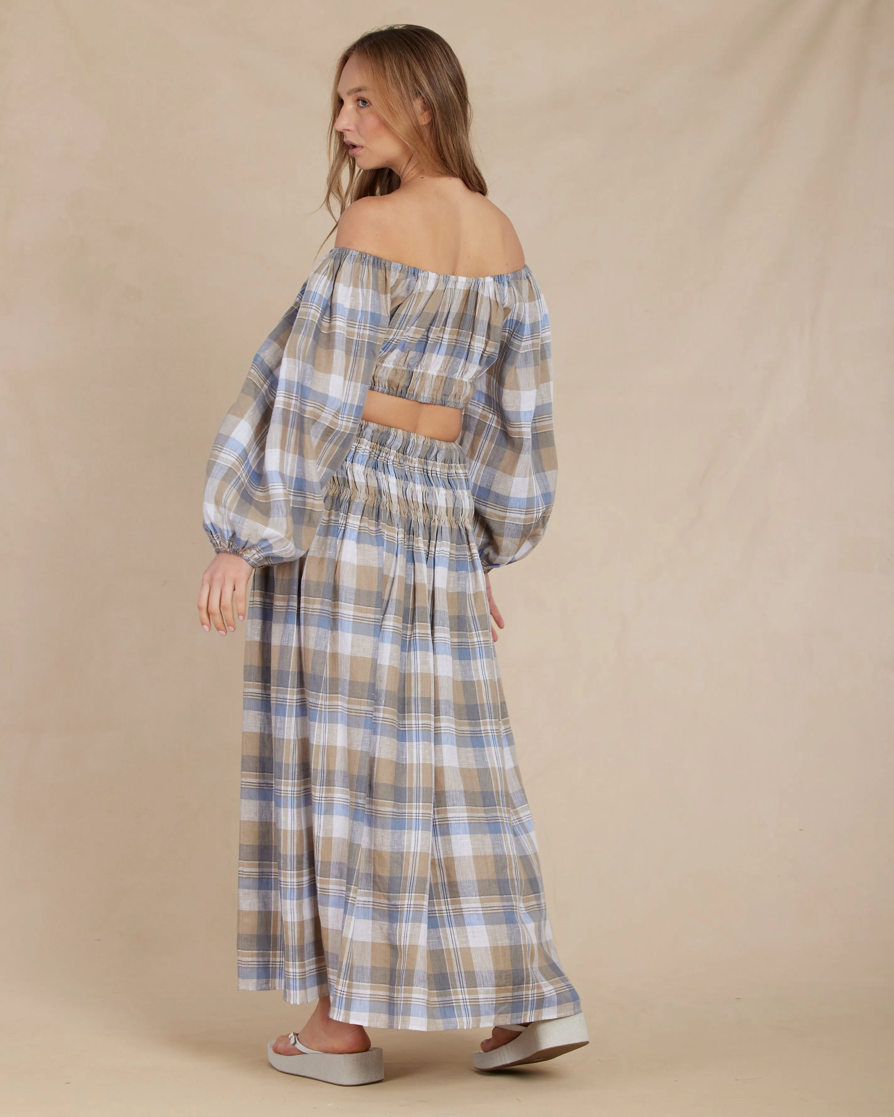 Allegra Linen Plaid Skirt