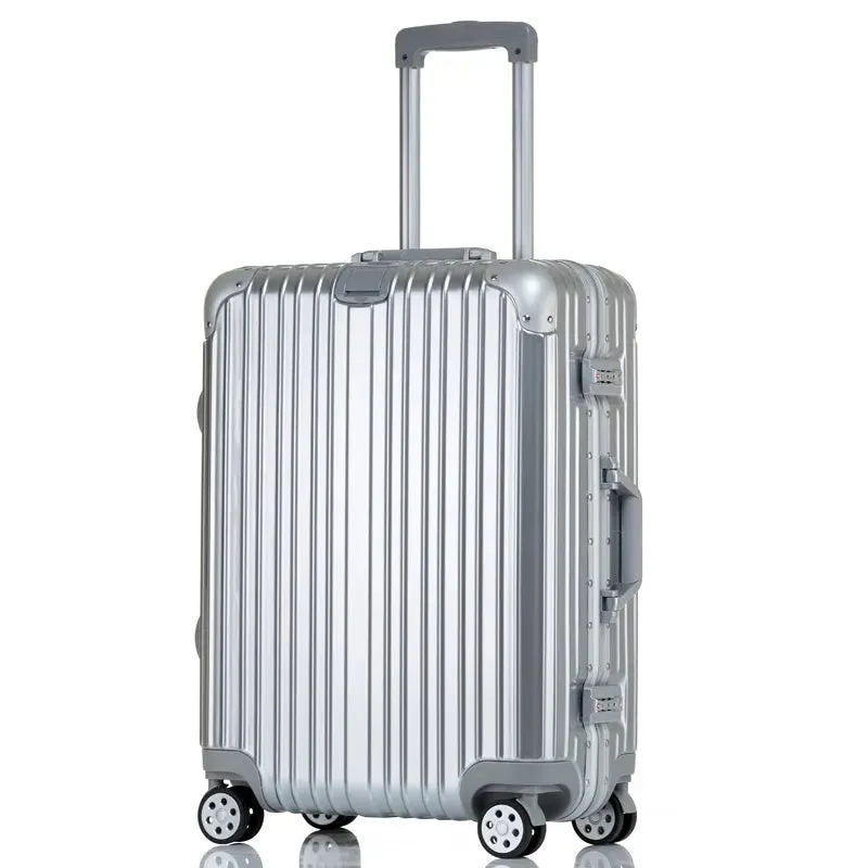 Aluminium Frame Spinner Rolling Luggage Travel Suitcase for Men and Women