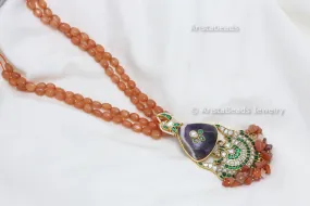 Amethyst & Jadau Necklace Set - Carnelian Beads