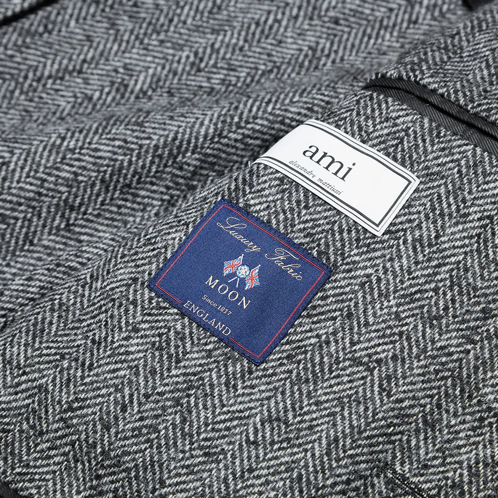 AMI Herringbone Moon Wool BlazerGrey