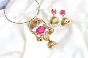 Antique Gold Hot Pink Doublet Set (ABJ-N101- 63)