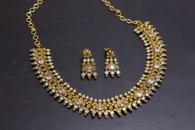 Antique Gold Necklace Set - Clear