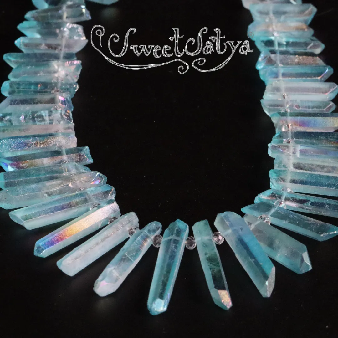 Aqua Aura Crystal Point Necklace