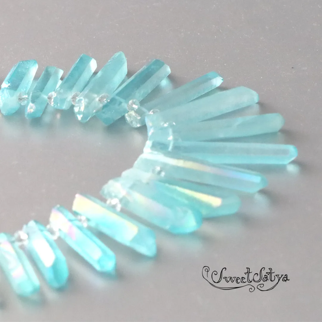 Aqua Aura Crystal Point Necklace