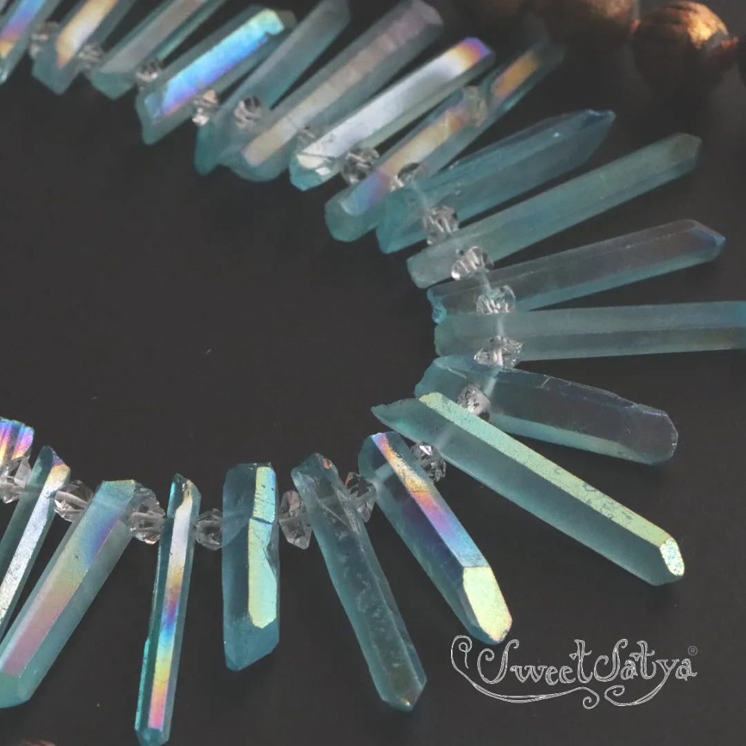 Aqua Aura Crystal Point Necklace