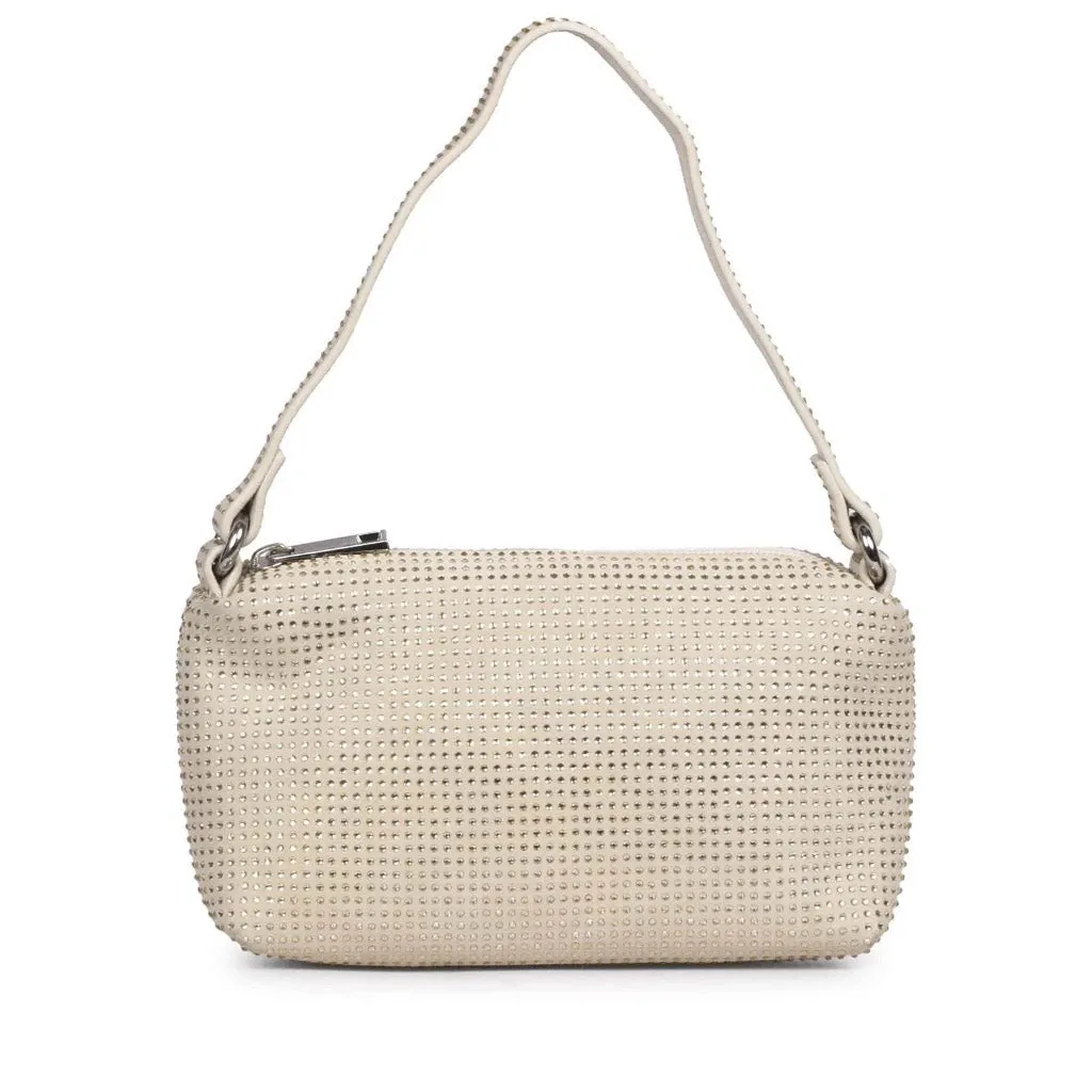 Aria Crystal Embellished Off White Leather Mini Handbags