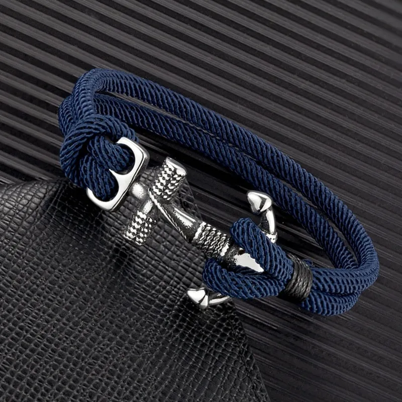 Ashore Shop Waterproof Anchor Bracelets Men Double Strand Nautical Survival Rope Bracelet For Women Stainless Steel