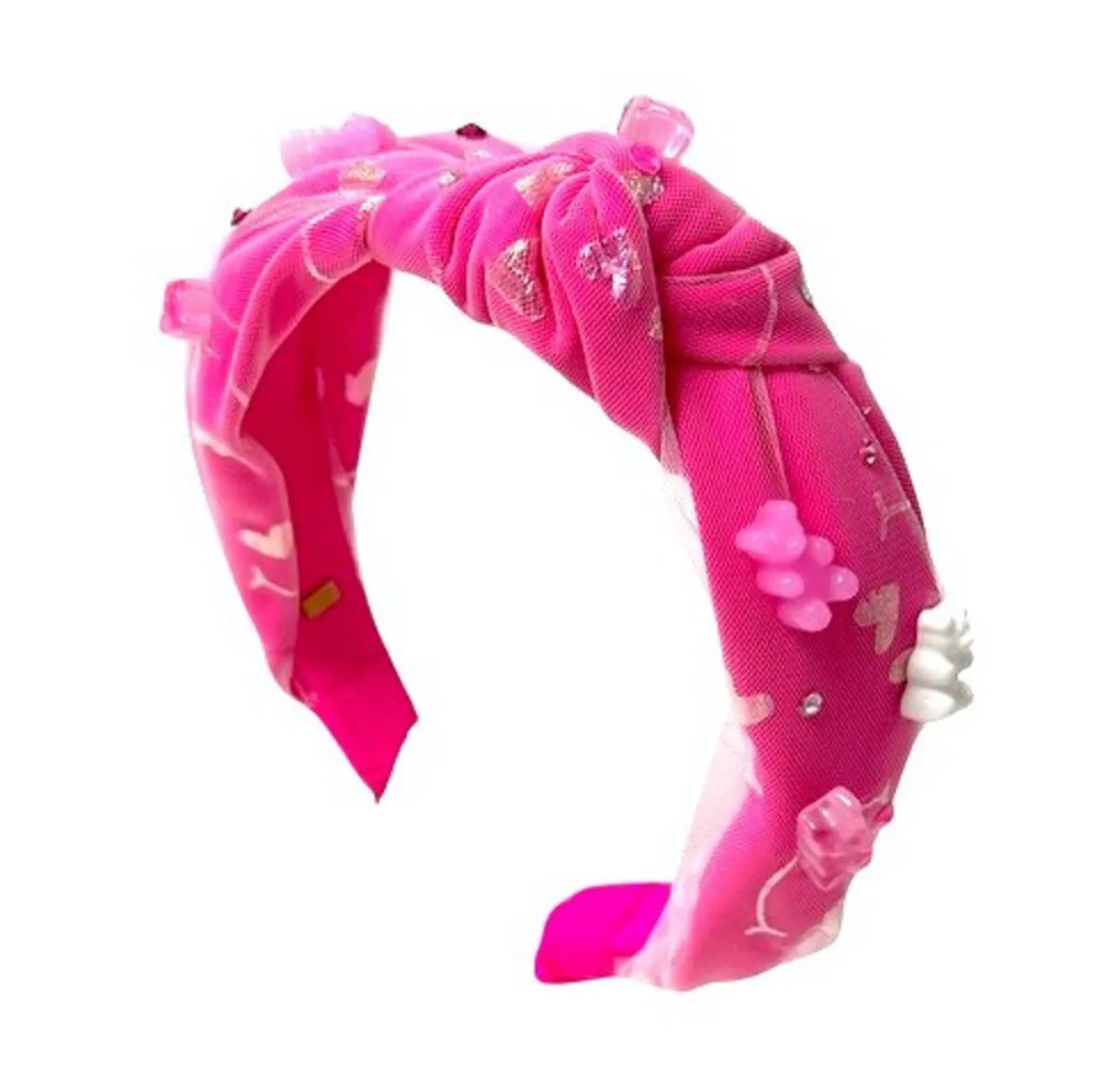 Bari Lynn Gummy Bear Shimmer Smile Knot Headband - Hot Pink