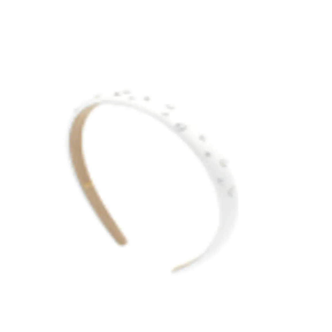 Bari Lynn Thin Clear & AB Swarovski Crystal Satin Headband - White