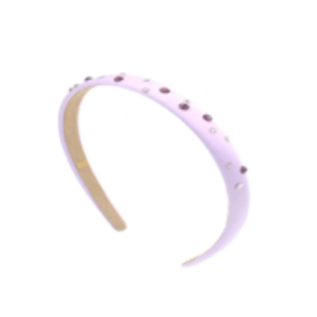 Bari Lynn Thin Swarovski Crystal Satin Headband - Lavender