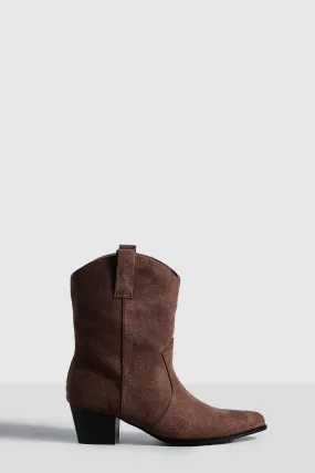 Basic Tab Detail Western Cowboy Ankle Boots