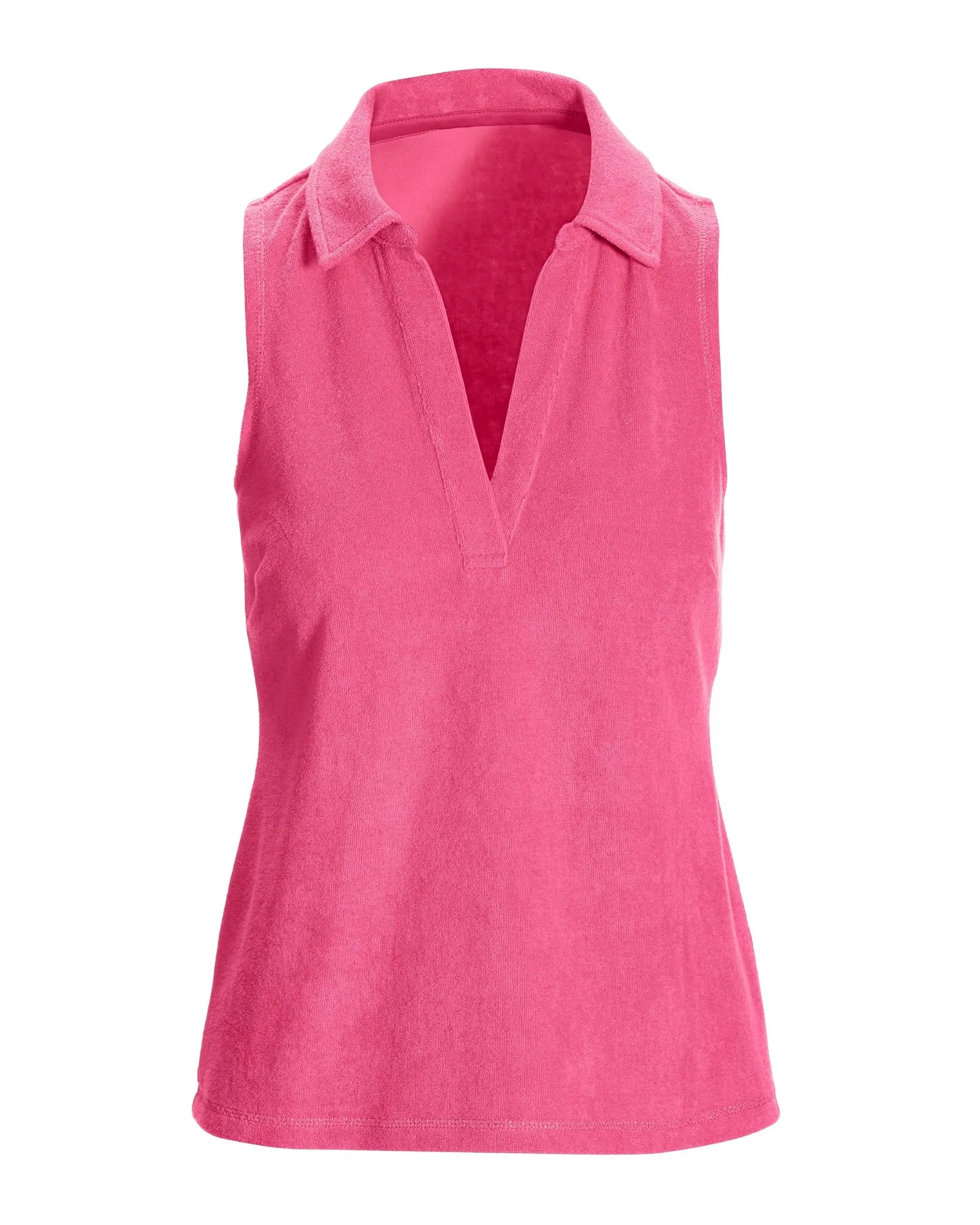 Beach Terry Collared Sleeveless Top Aurora Pink