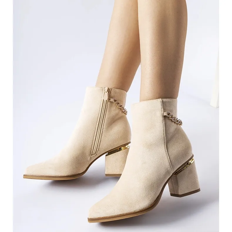 Beige insulated Hiney ankle boots