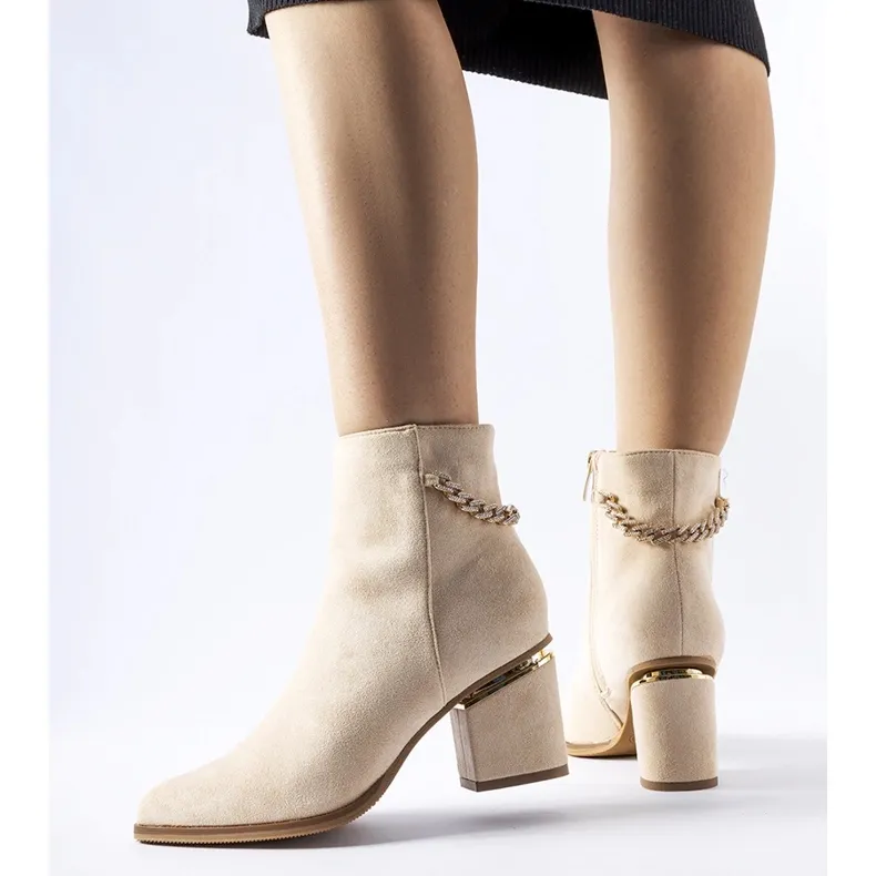 Beige insulated Hiney ankle boots