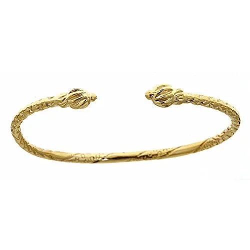 Better Jewelry 14K Yellow Gold BABY West Indian Bangle w. Coiled Ends