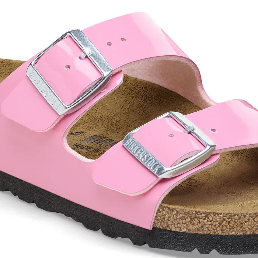 Birkenstock Women’s Arizona Slip On Sandals-Patent Candy Pink/Black