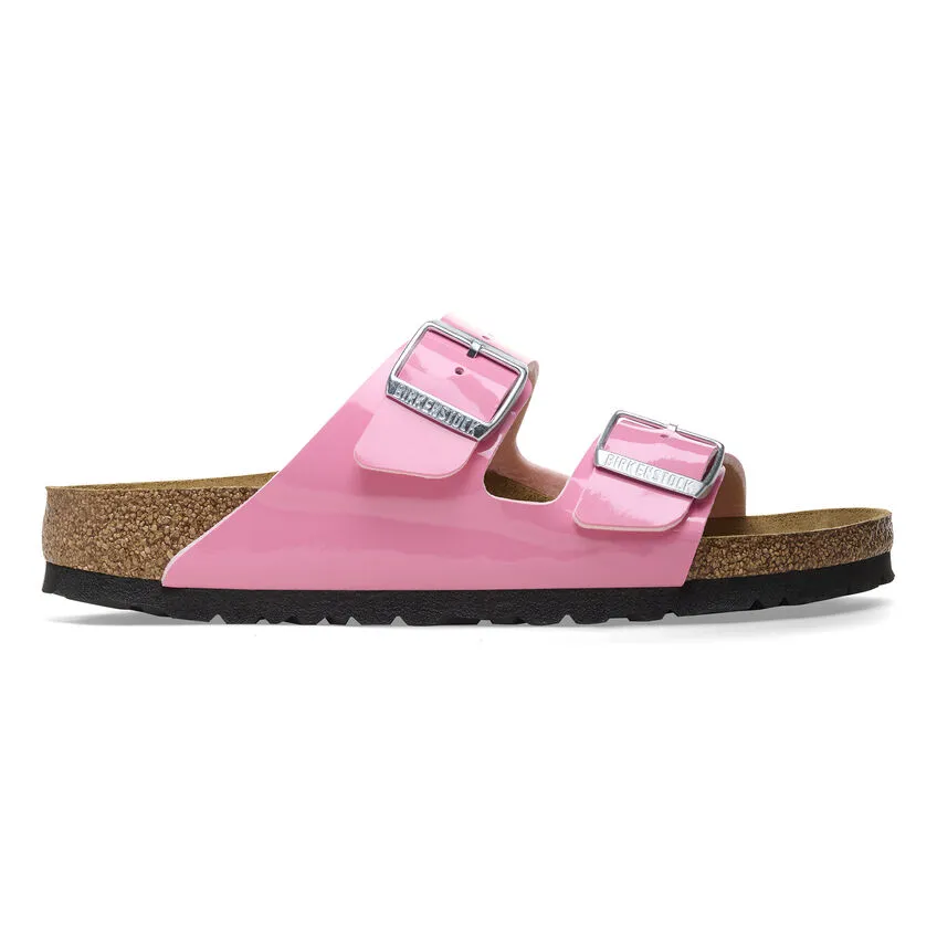 Birkenstock Women’s Arizona Slip On Sandals-Patent Candy Pink/Black