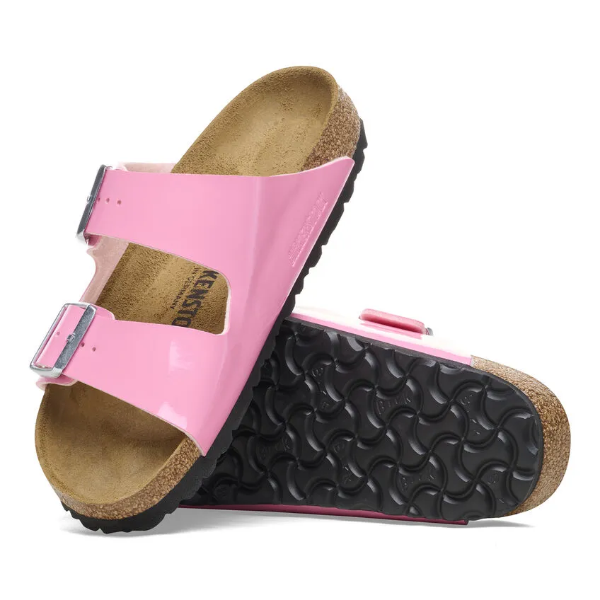 Birkenstock Women’s Arizona Slip On Sandals-Patent Candy Pink/Black