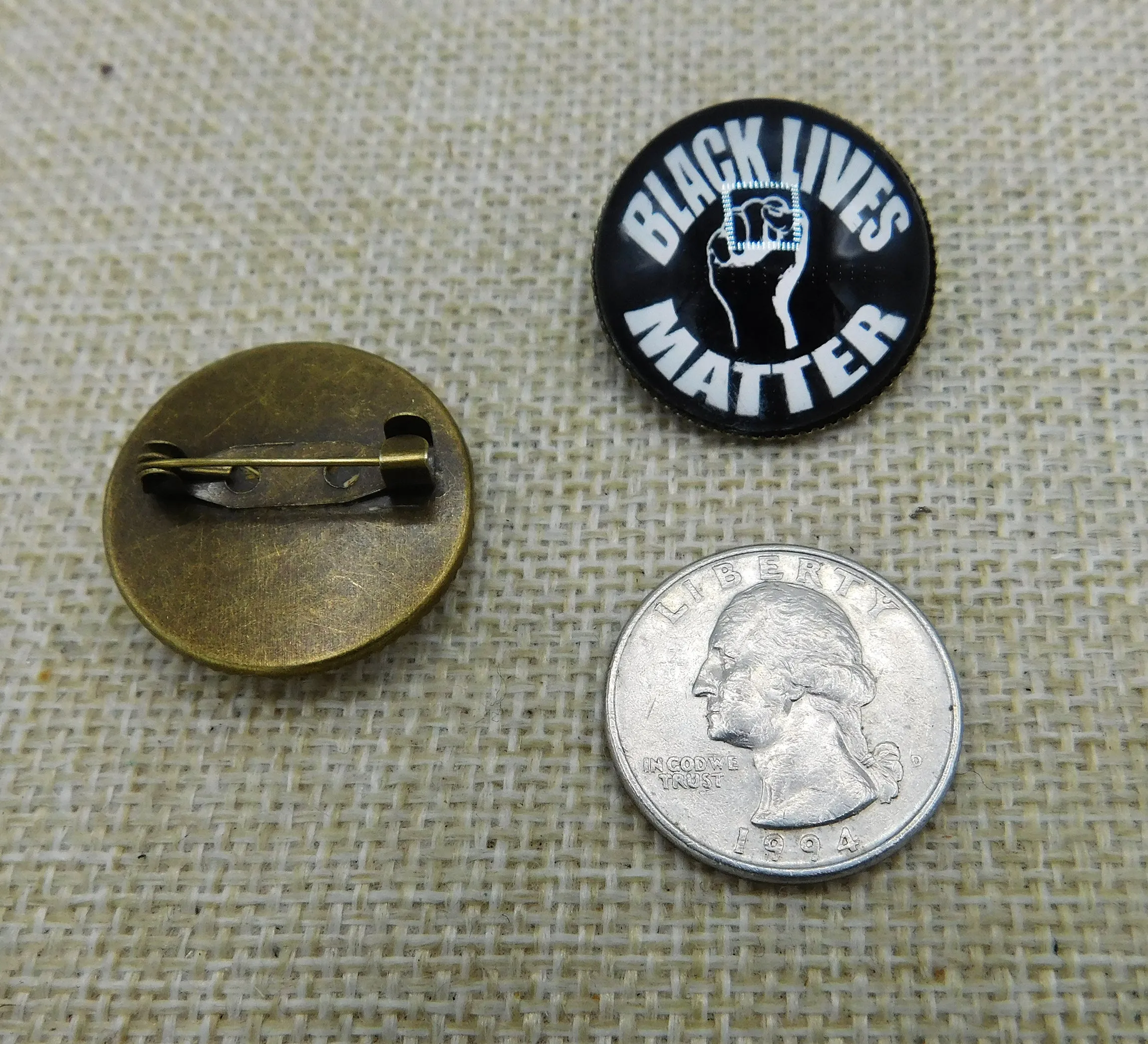 Black Lives Matter Black White Lapel Pin Button Badge Black Owned