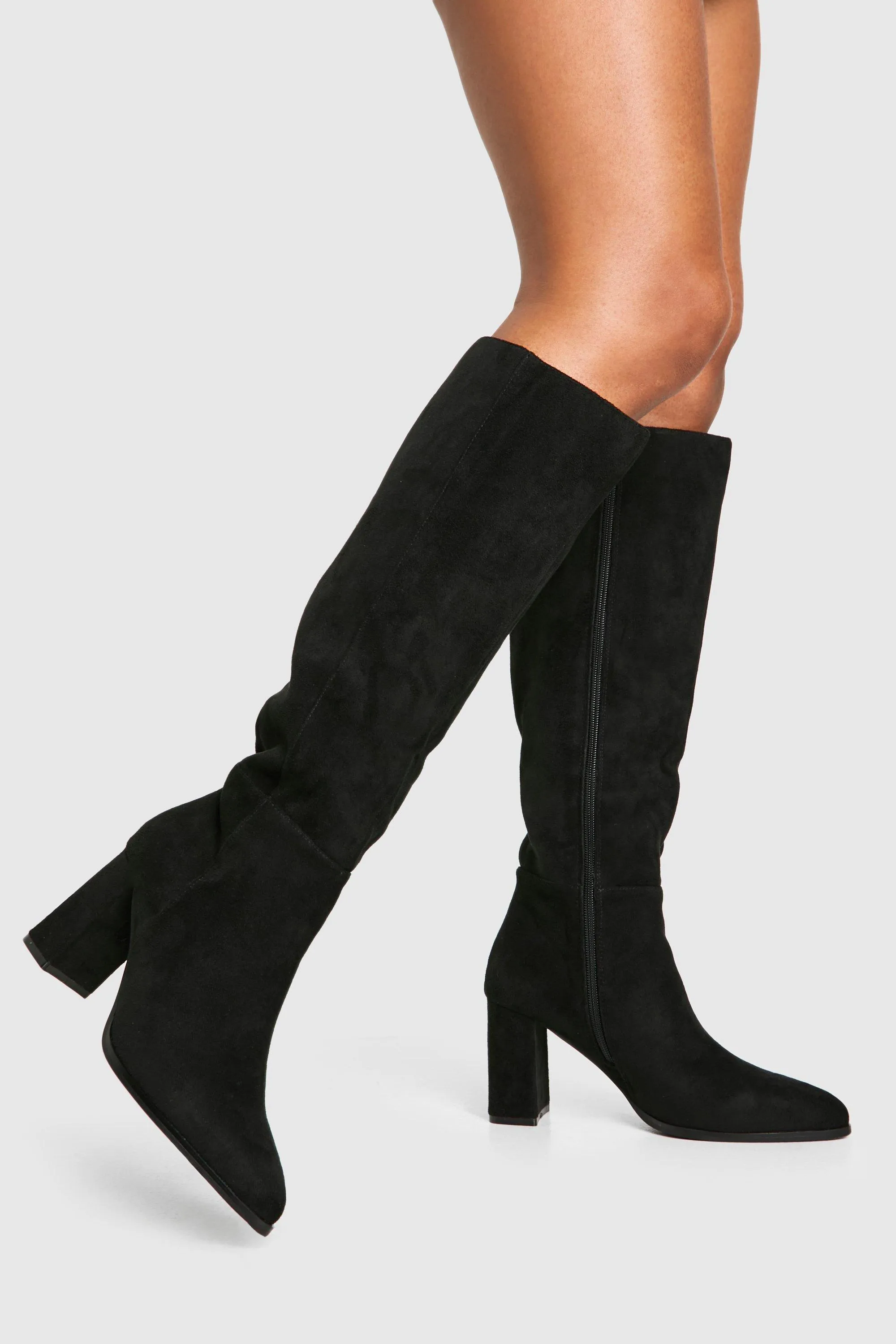 Block Heel Knee High Boots