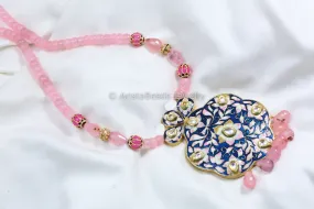 Blue Jadau Kundan Enamel Necklace