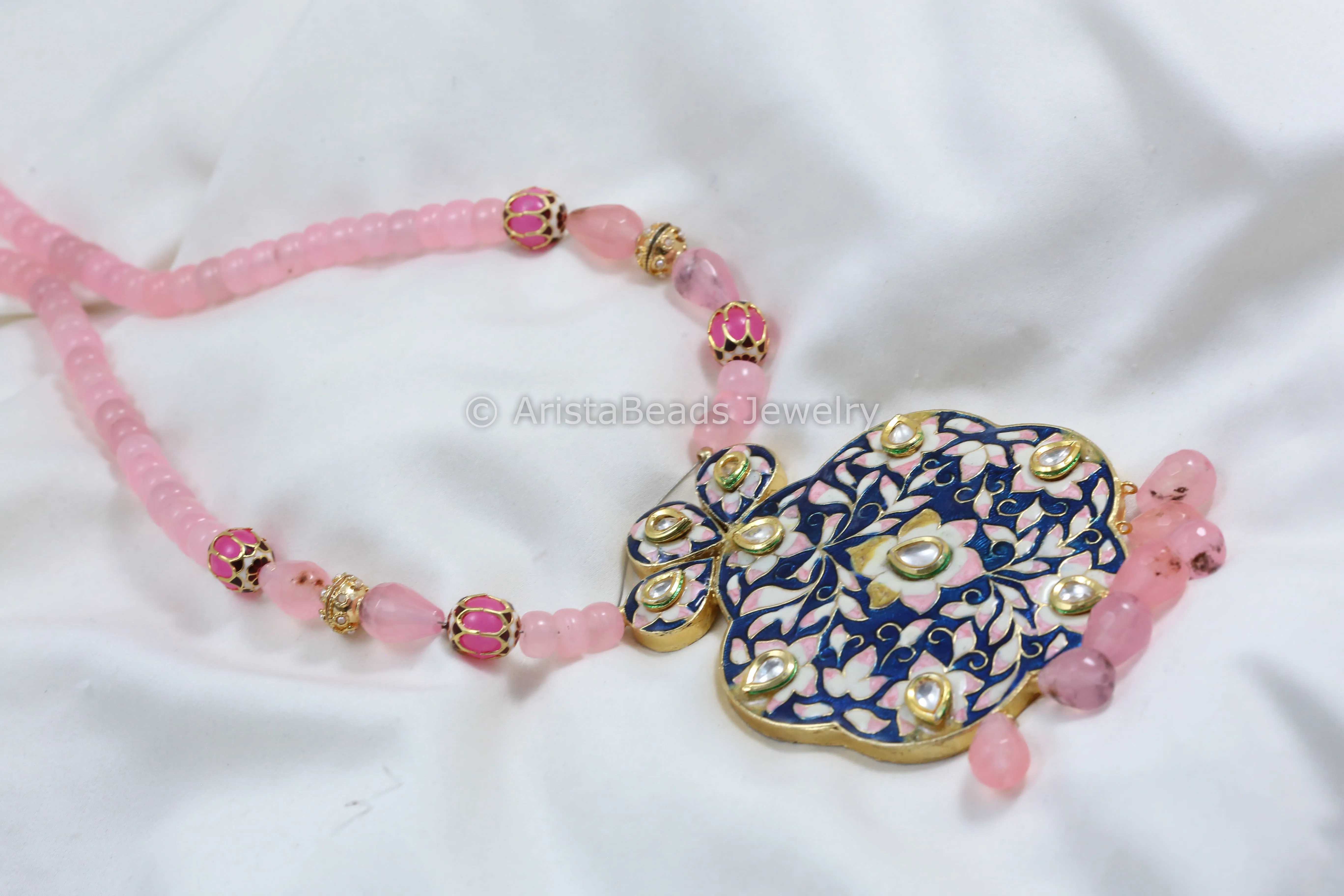 Blue Jadau Kundan Enamel Necklace