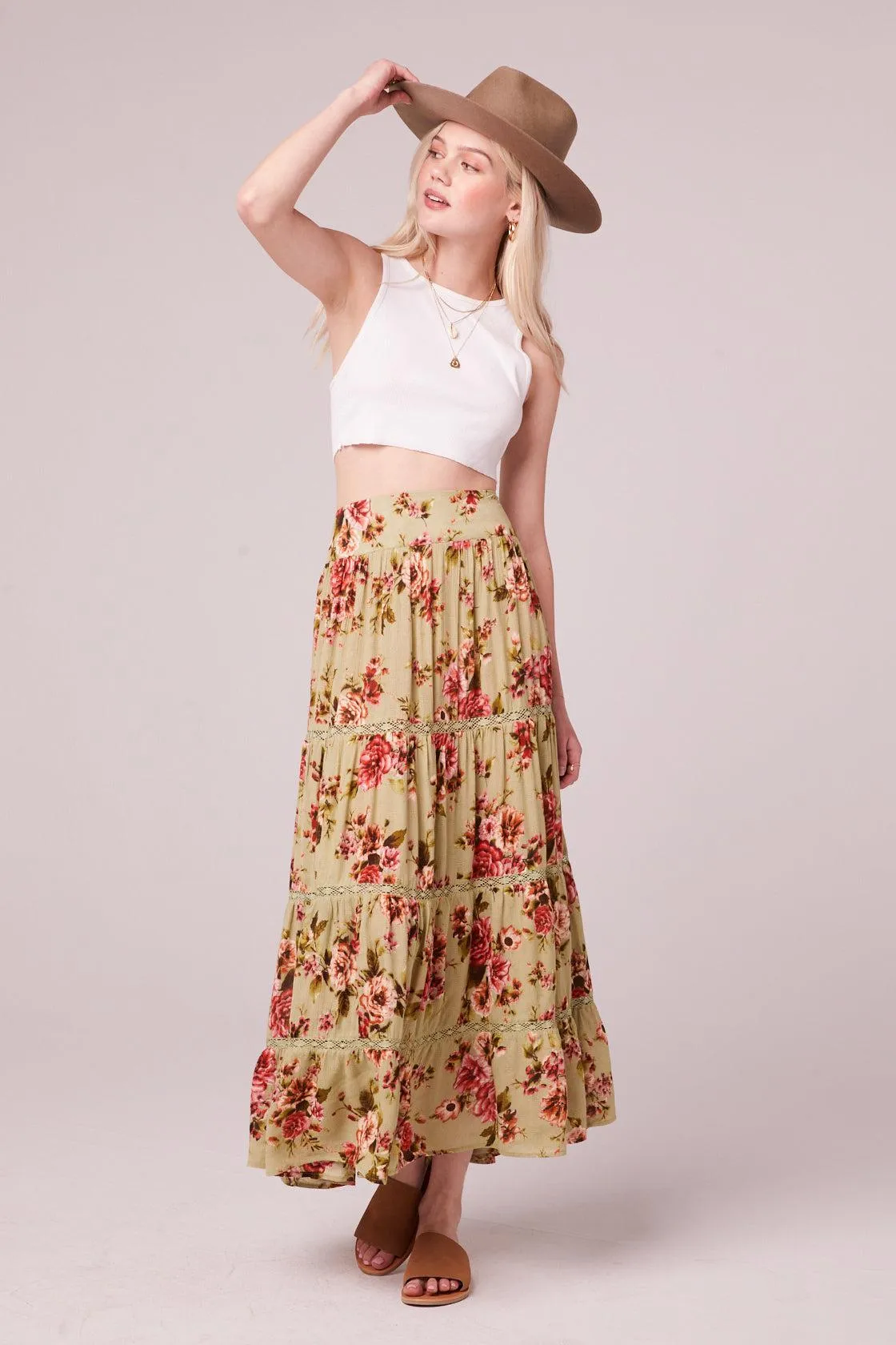 B.O.G Collective Merida Maxi Skirt in Sage Blush