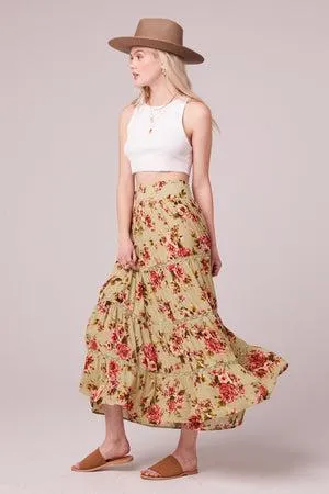 B.O.G Collective Merida Maxi Skirt in Sage Blush