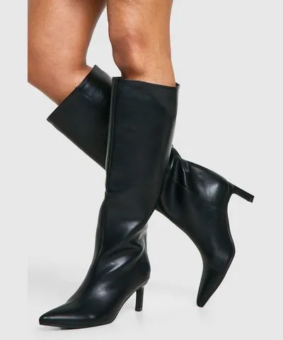 boohoo Womens Column Low Heel Knee High Boots