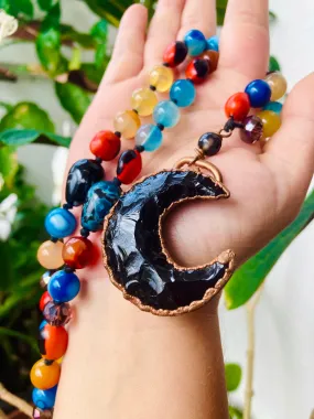 Caribbean Obsidian Moon Necklace