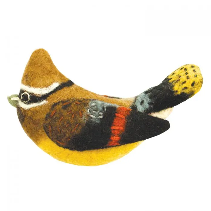 Cedar Waxwing Wool Ornament