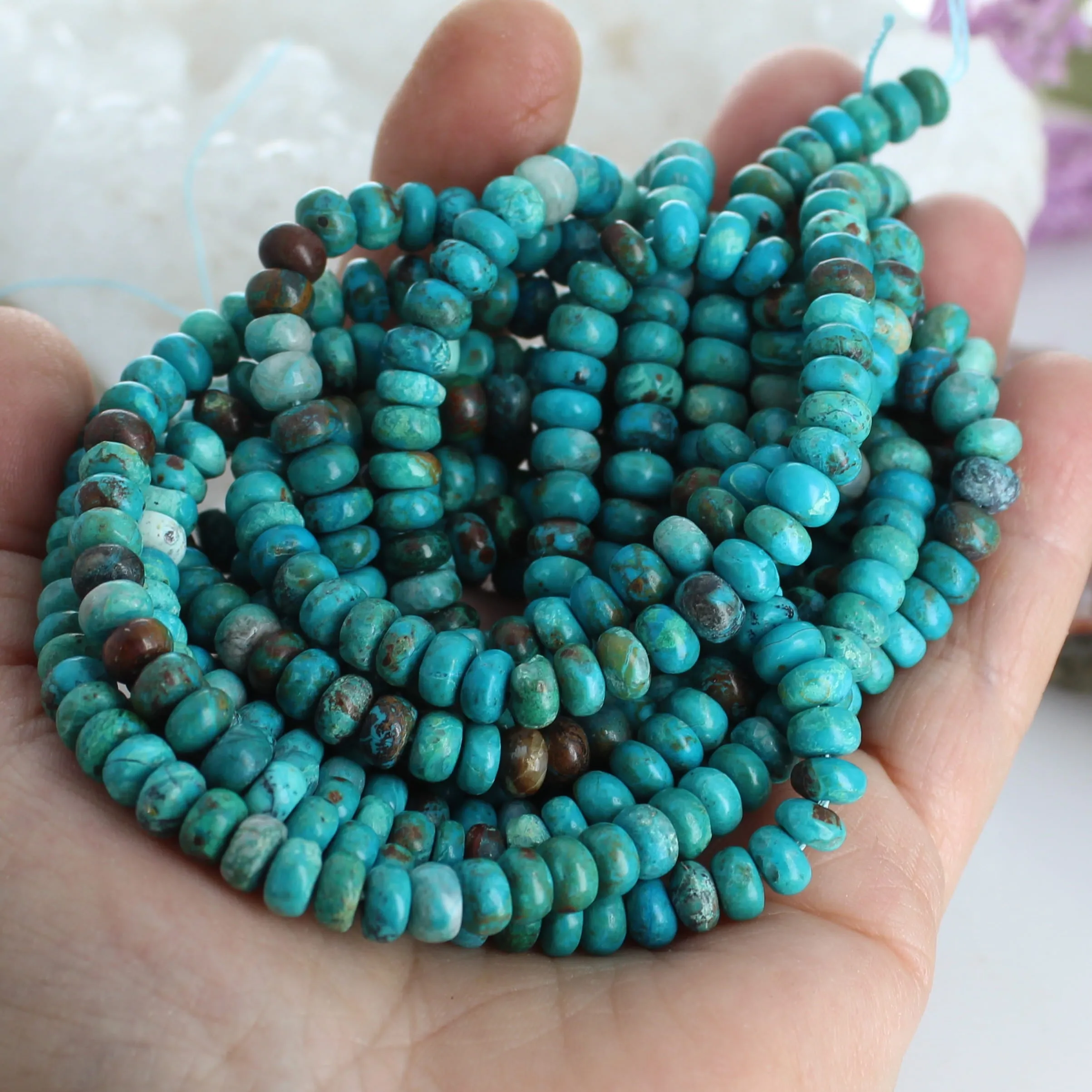 Chrysocolla Gem Silica Beads Rondelles 6.5mm