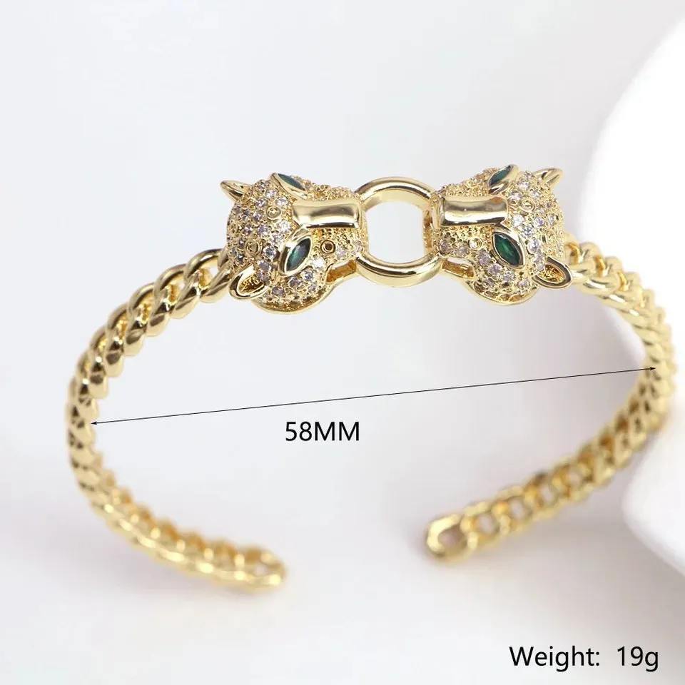 Classic Luxury Crystal Leopard Bangles For Women And Men S4709696