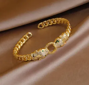 Classic Luxury Crystal Leopard Bangles For Women And Men S4709696