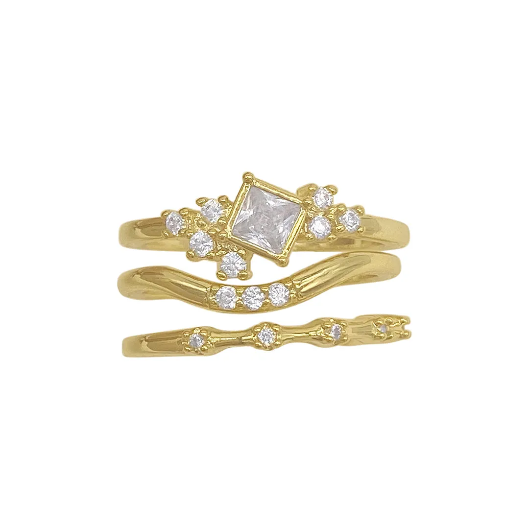 Cluster Crystal Ring Set gold